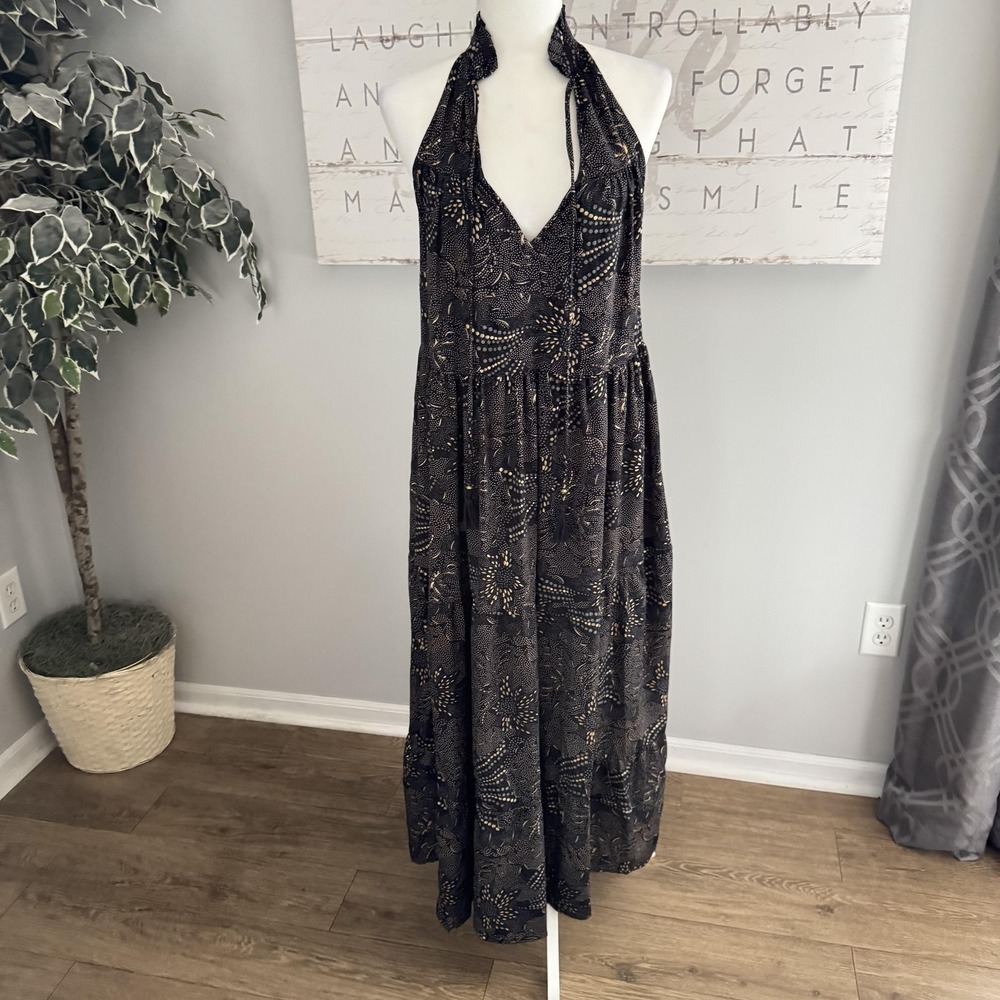 Paani Dress Womens Small Halter Maxi Boho Tassel Sundress Summer Gown Whimsigoth